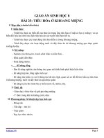 Giáo án Sinh học 8 bài 25: Tiêu hóa ở khoang miệng