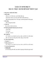 Giáo án Sinh học 8 bài 23: Thực hành hô hấp nhân tạo