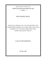 ĐÁNH GIÁ NHỮNG YẾU TỐ ẢNH HƯỞNG TỚI Ý ĐỊNH KHỞI NGHIỆP CỦA SINH VIÊN VIỆT NAM: NGHIÊN CỨU TRƯỜNG HỢP SINH VIÊN KHỐI NGÀNH KỸ THUẬT