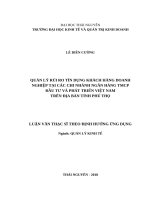 Quản lý rủi ro tín dụng khách hàng doanh nghiệp tại các chi nhánh ngân hàng TMCP đầu tư và phát triển việt nam trên địa bàn tỉnh phú thọ 