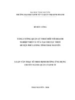 Tăng cường quản lý thuế đối với doanh nghiệp nhỏ và vừa tại chi cục thuế huyện phú lương tỉnh thái nguyên 