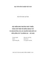 đặc điểm sinh trưởng phát triển, năng suất một số giống khoai tây và ảnh hưởng của các nguồn phân hữu cơ đến giống po7 tại bình lục – hà nam 
