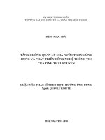 Tăng cường quản lý nhà nước trong ứng dụng và phát triển công nghệ thông tin của tỉnh thái nguyên 