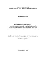 Quản lý nguồn nhân lực tại các doanh nghiệp nhỏ và vừa trên địa bàn thành phố việt trì, tỉnh phú thọ 
