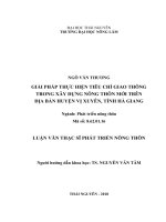 Giải pháp thực hiện tiêu chí giao thông trong xây dựng nông thôn mới trên địa bàn huyện vị xuyên, tỉnh hà giang 