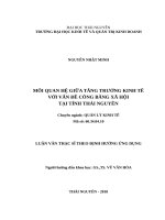 Mối quan hệ giữa tăng trưởng kinh tế với vấn đề công bằng xã hội tại tỉnh thái nguyên 