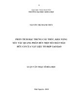 Phân tích đặc trưng cấu trúc, khả năng xúc tác quang phân hủy một số chất màu hữu cơ của vật liệu tổ hợp cuo zno 