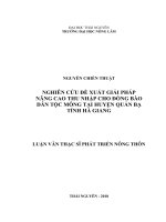 Nghiên cứu đề xuất giải pháp nâng cao thu nhập cho đồng bào dân tộc mông tại huyện quản bạ tỉnh hà giang 