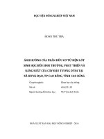 ảnh hưởng của phân hữu cơ từ đệm lót sinh học đến sinh trưởng, phát triển và năng suất của cây đậu tương dt84 tại xã hưng đạo, tp cao bằng, tỉnh cao bằng 