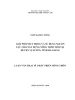 Giải pháp huy động và sử dụng nguồn lực cho xây dựng nông thôn mới tại huyện vị xuyên, tỉnh hà giang 