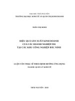 Hiệu quả sản xuất kinh doanh của các doanh nghiệp FDI tại các khu công nghiệp bắc ninh 