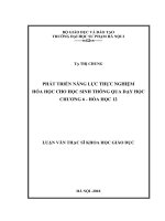 Phát triển năng lực thực nghiệm hóa học cho học sinh thông qua dạy chương 6 – hóa học 12 