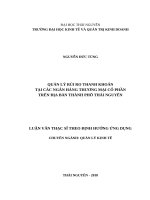 Quản lý rủi ro thanh khoản tại các ngân hàng thương mại cổ phần trên địa bàn thành phố thái nguyên 