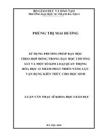 Sử dụng phương pháp dạy học theo hợp đồng trong dạy học chương sắt và một số kim loại quan trọng – hóa học 12 nhằm phát triển năng lực vận dụng kiến thức cho học sinh 