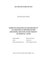 nghiên cứu ảnh hưởng của phân bón hữu cơ lục thần nông và chế phẩm d409 đến sinh trưởng, năng suất lúa bắc thơm số 7 tại thanh oai – hà nội 