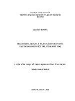 Hoạt động quản lý ngân sách nhà nước tại thành phố việt trì, tỉnh phú thọ 