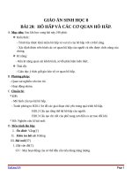 Giáo án Sinh học 8 bài 20: Hô hấp và các cơ quan hô hấp