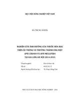 nghiên cứu ảnh hưởng của thuốc hóa học trên ấu trùng và trưởng thành ong mật apis cerana và apis mellifera tại gia lâm, hà nội 2014 2015 