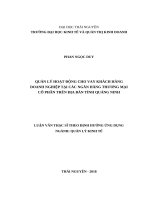Quản lý hoạt động cho vay khách hàng doanh nghiệp tại các ngân hàng thương mại cổ phần trên địa bàn tỉnh quang ninh 