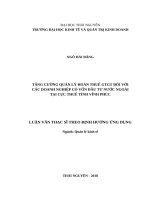 Tăng cường quản lý hoàn thuế GTGT đối với các doanh nghiệp có vốn đầu tư nước ngoài tại cục thuế tỉnh vĩnh phúc 