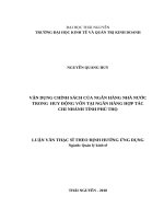 Vận dụng chính sách của ngân hàng nhà nước trong huy động vốn từ ngân hàng hợp tác chi nhánh tỉnh phú thọ 