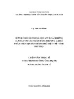 Quản lý rủi ro trong cho vay khách hàng cá nhân tại các ngân hàng thương mại cổ phần trên địa bàn thành phố việt trì   tỉnh phú thọ 