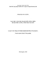 Tạo việc làm cho thanh niên nông thôn huyện phú lương, tỉnh thái nguyên 
