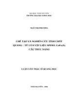 Chế tạo và nghiên cứu tính chất quang – từ của vật liệu spinel cofe2o4 cấu trúc nano 