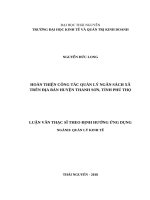 Hoàn thiện công tác quản lý ngân sách xã trên địa bàn huyện thanh sơn, tỉnh phú thọ 
