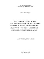 Phân tích đặc trưng cấu trúc, khả năng xúc tác quang phân hủy một số chất màu hữu cơ, khả năng kháng khuẩn và ứng dụng làm cảm biến khí axeton của vật liệu tổ hợp ag zno 