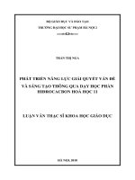 Phát triển năng lực giải quyết vấn đề và sáng tạo thông qua dạy học phần hiđrocacbon hoá học 11 