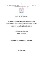 Nghiên cứu đặc điểm lâm sàng của chức năng nhận thức sau nhồi máu não và một số yếu tố liên quan (TT)