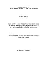 Tăng cường công tác quản lý tài chính theo cơ chế tự chủ tại trung tâm phát triển quỹ đất thành phố cẩm phả, tỉnh quảng ninh 