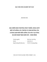 đặc điểm sinh trưởng phát triển, năng suất một số giống lúa thuần và ảnh hưởng của lượng đạm bón đến giống lúa ht6 tại vùng bị xâm nhập mặn kim sơn – ninh bình 
