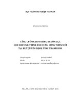 Tăng cường huy động nguồn lực cho chương trình xây dựng nông thôn mới tại huyện yên định, tỉnh thanh hóa 