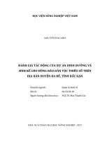 đánh giá tác động của dự án dinh dưỡng và sinh kế cho đồng bào dân tộc thiểu số trên địa bàn huyện ba bể, tỉnh bắc kạn 
