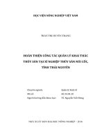 Hoàn thiện công tác quản lý khai thác thủy sản tại xí nghiệp thủy sản núi cốc, tỉnh thái nguyên 