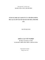 ĐÁNH GIÁ HIỆU QUẢ KINH TẾ CỦA MÔ HÌNH TRỒNG MÍA TẠI XÃ SƠN NGUYÊN HUYỆN SƠN HÒA TỈNH PHÚ YÊN