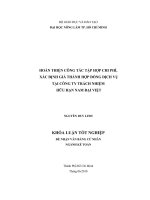 HOÀN THIỆN CÔNG TÁC TẬP HỢP CHI PHÍ, XÁC ĐỊNH GIÁ THÀNH HỢP ĐỒNG DỊCH VỤ TẠI CÔNG TY TRÁCH NHIỆM HỮU HẠN NAM ĐẠI VIỆT