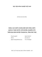 Nâng cao chất lượng đội ngũ công chức quản lý nhà nước cấp huyện nghiên cứu trên địa bàn huyện thanh ba, tỉnh phú thọ 