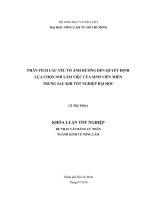 PHÂN TÍCH CÁC YẾU TỐ ẢNH HƯỞNG ĐẾN QUYẾT ĐỊNH LỰA CHỌN NƠI LÀM VIỆC CỦA SINH VIÊN MIỀN TRUNG SAU KHI TỐT NGHIỆP ĐẠI HỌC