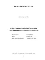 quản lý nhà nước về đất nông nghiệp trên địa bàn huyện vụ bản, tỉnh nam định