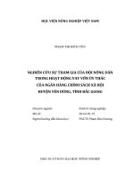 Nghiên cứu sự tham gia của hội nông dân trong hoạt động vay vốn ủy thác của ngân hàng chính sách xã hội huyện yên dũng, tỉnh bắc giang 