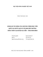 Đánh giá tác động của chương trình mục tiêu quốc gia nước sạch và vệ sinh môi trường nông thôn tại huyện gia viễn   tỉnh ninh bình 