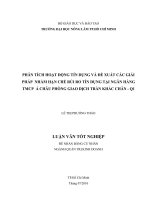 PHÂN TÍCH HOẠT ĐỘNG TÍN DỤNG VÀ ĐỀ XUẤT CÁC GIẢI PHÁP NHẰM HẠN CHẾ RỦI RO TÍN DỤNG TẠI NGÂN HÀNG TMCP Á CHÂU PHÒNG GIAO DỊCH TRẦN KHẮC CHÂN  Q1