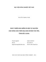 Phát triển bảo hiểm xã hội tự nguyện cho nông dân trên địa bàn huyện tân yên, tỉnh bắc giang 