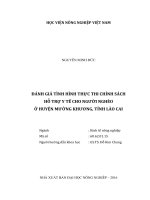đánh giá tình hình thực thi chính sách hỗ trợ y tế cho người nghèo ở huyện mường khương, tỉnh lào cai 