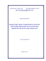 Đánh giá thực trạng và định hướng sử dụng đất nông nghiệp theo hướng sản xuất hàng hóa trên địa bàn huyện duy tiên, tỉnh hà nam 