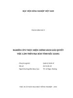Nghiên cứu thực hiện chính sách giải quyết việc làm trên địa bàn tỉnh bắc giang 