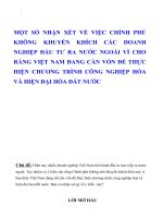MỘT số NHẬN xét về VIỆC CHÍNH PHỦ KHÔNG KHUYẾN KHÍCH các DOANH NGHIỆP đầu tư RA nước NGOÀI vì CHO RẰNG VIỆT NAM ĐANG cần vốn để THỰC HIỆN CHƯƠNG TRÌNH CÔNG NGHIỆP hóa và HIỆN đại hóa đất nước 